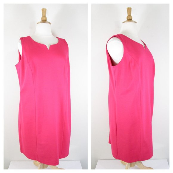 Talbots Plus Size Hot Pink Ponte Sheath Dress 20W - Picture 1 of 11